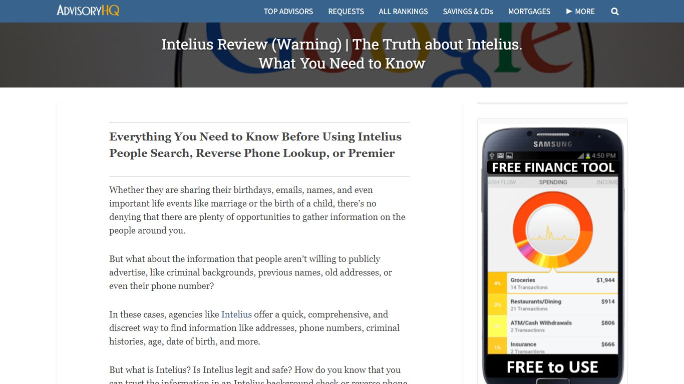 Intelius Review (Warning) | The Truth about Intelius. What ... - AdvisoryHQ