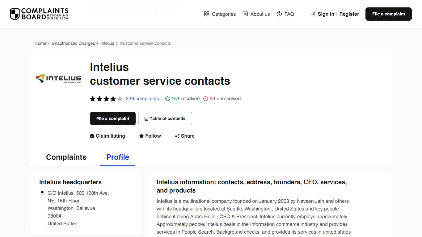 Intelius Contact Number, Email, Support, Information - Complaints Board